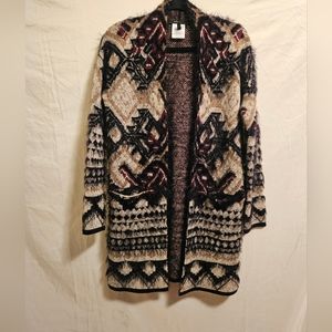 BCBGMAXAZRIA Eyelash knit open Cardigan,  Size S , multi-color.